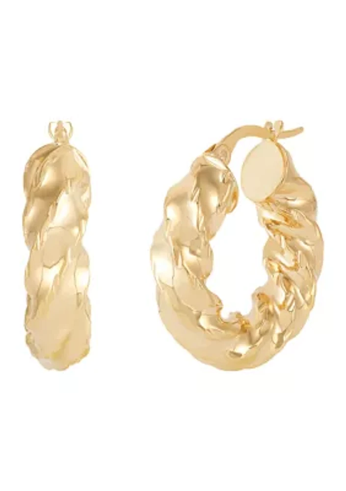 Twist Tube Hoop Earrings in 10K Yellow Gold