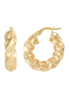 Twist Tube Hoop Earrings in 10K Yellow Gold