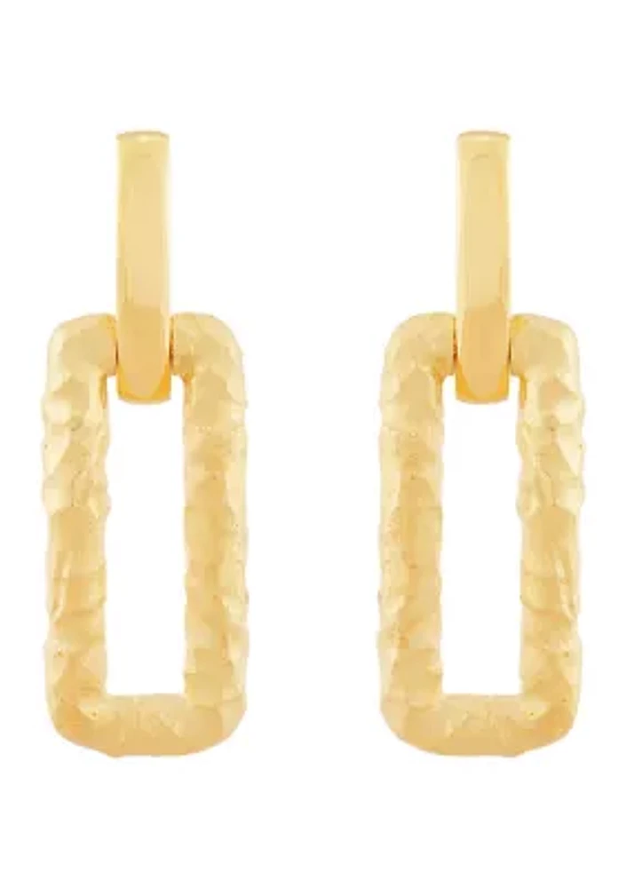 Spatial Rectangular Dangling Earrings in 10K Yellow Gold