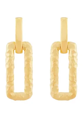 Spatial Rectangular Dangling Earrings in 10K Yellow Gold