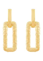 Spatial Rectangular Dangling Earrings in 10K Yellow Gold