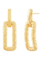 Spatial Rectangular Dangling Earrings in 10K Yellow Gold