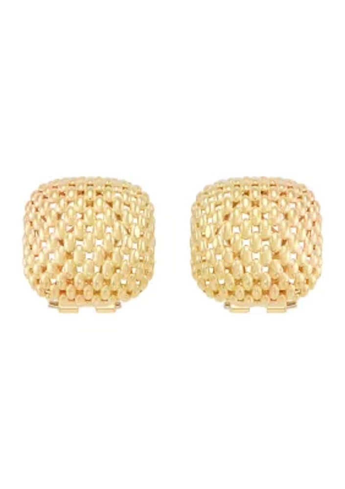 Square Shape Mesh Design Earrings in 10K Yellow Gold