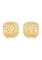 Square Shape Mesh Design Earrings in 10K Yellow Gold