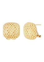 Square Shape Mesh Design Earrings in 10K Yellow Gold