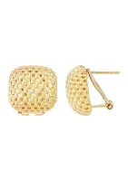 Square Shape Mesh Design Earrings in 10K Yellow Gold