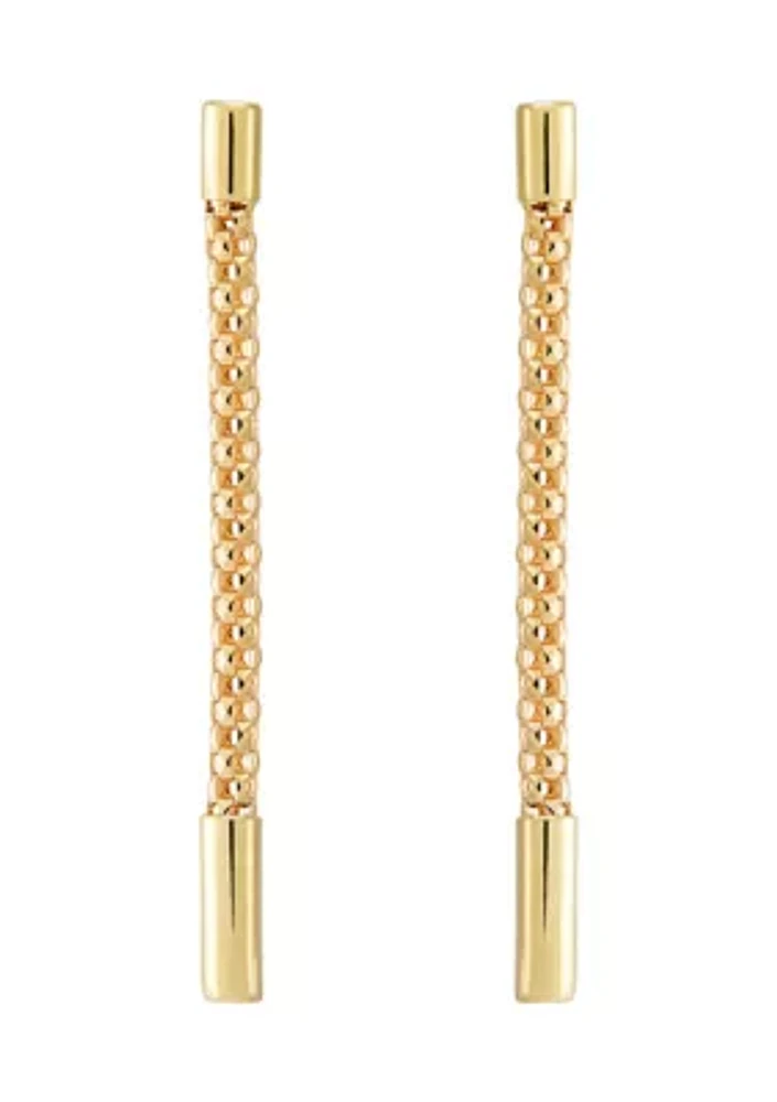 Hollow Popcorn Tube Drop Earrings in 10K Yellow Gold