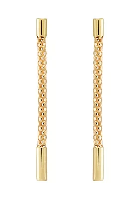 Hollow Popcorn Tube Drop Earrings in 10K Yellow Gold