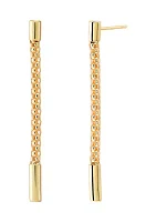 Hollow Popcorn Tube Drop Earrings in 10K Yellow Gold