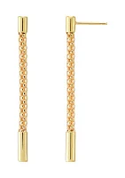 Hollow Popcorn Tube Drop Earrings in 10K Yellow Gold