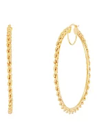 Rope Border Tube Hoop Earrings in 10K Yellow Gold