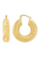 Chunky Shrimp Design Hoop Earrings in 10K Yellow Gold