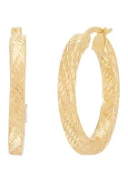 Round Square Tubing Hoop Earrings in 10K Yellow Gold