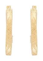 Round Square Tubing Hoop Earrings in 10K Yellow Gold