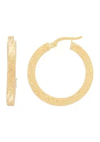 Round Square Tubing Hoop Earrings in 10K Yellow Gold