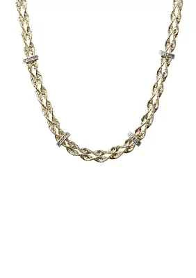 1/10 ct. t.w. Diamond Rope Chain Necklace in 10K Yellow and White Gold