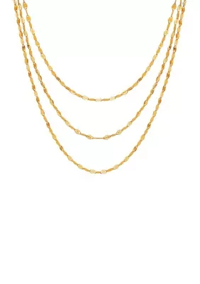 10KY Gold Triple Multi Strand Necklace