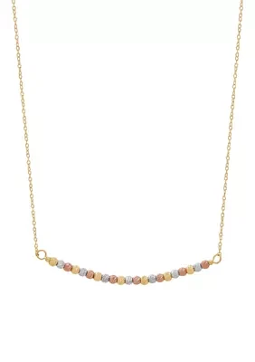 Beaded Bar Necklace Chain in 10k Tri-Color