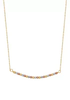 Beaded Bar Necklace Chain in 10k Tri-Color