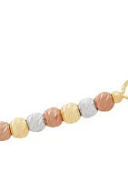 Beaded Bar Necklace Chain in 10k Tri-Color