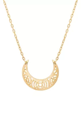 Cutout Half Moon Necklace in 10k Yellow Gold