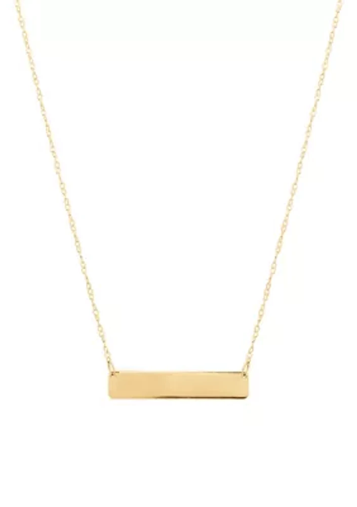 Bar Necklace on Cable Chain in 10K Yellow Gold