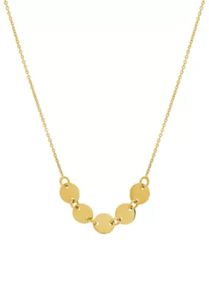 Cable Chain Necklace with Adjustable Bead and Heart in 10K Yellow Gold