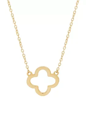 Polished Flower Necklace in 10k Yellow Gold 