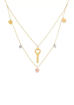 Heart Key Necklace in 10K Yellow Gold 