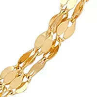 Triple Row Mirror Chain Necklace in 10K Yellow Gold