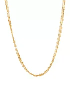 Triple Row Mirror Chain Necklace in 10K Yellow Gold