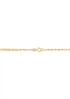 Triple Row Mirror Chain Necklace in 10K Yellow Gold