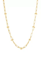 Bead Station on Paperclip Chain in 10K Yellow Gold