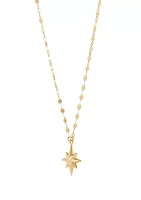 Starburst Drop On Mirror Chain Necklace in 10K Yellow Gold