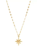 Starburst Drop On Mirror Chain Necklace in 10K Yellow Gold