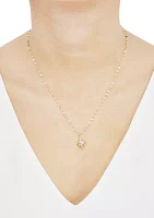 Starburst Drop On Mirror Chain Necklace in 10K Yellow Gold