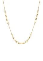 Hollow Paperclip Station Necklace in 10K Yellow Gold