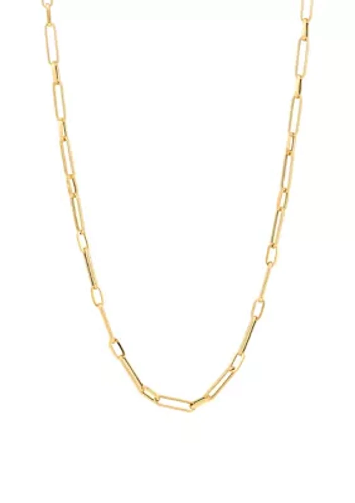 Long Open Oval Shape Link Necklace in 10K Yellow Gold