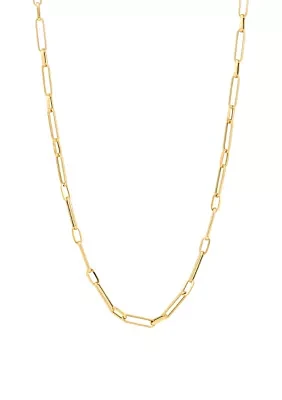 Long Open Oval Shape Link Necklace in 10K Yellow Gold