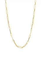 Long Open Oval Shape Link Necklace in 10K Yellow Gold