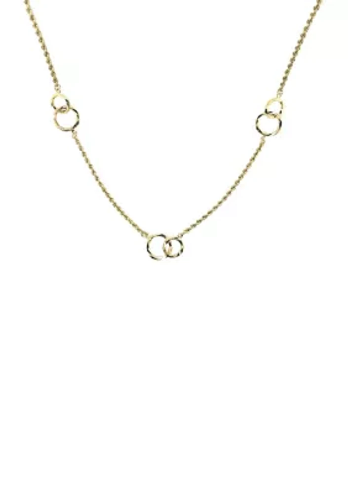 Grad Interlock Circle Station Necklace in 10K Yellow Gold