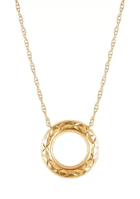 Circle Dangle Necklace in 10K Yellow Gold