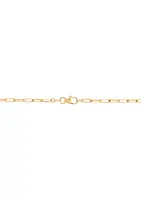 10K Yellow Gold Sideway Cross Paperclip Chain Necklace 