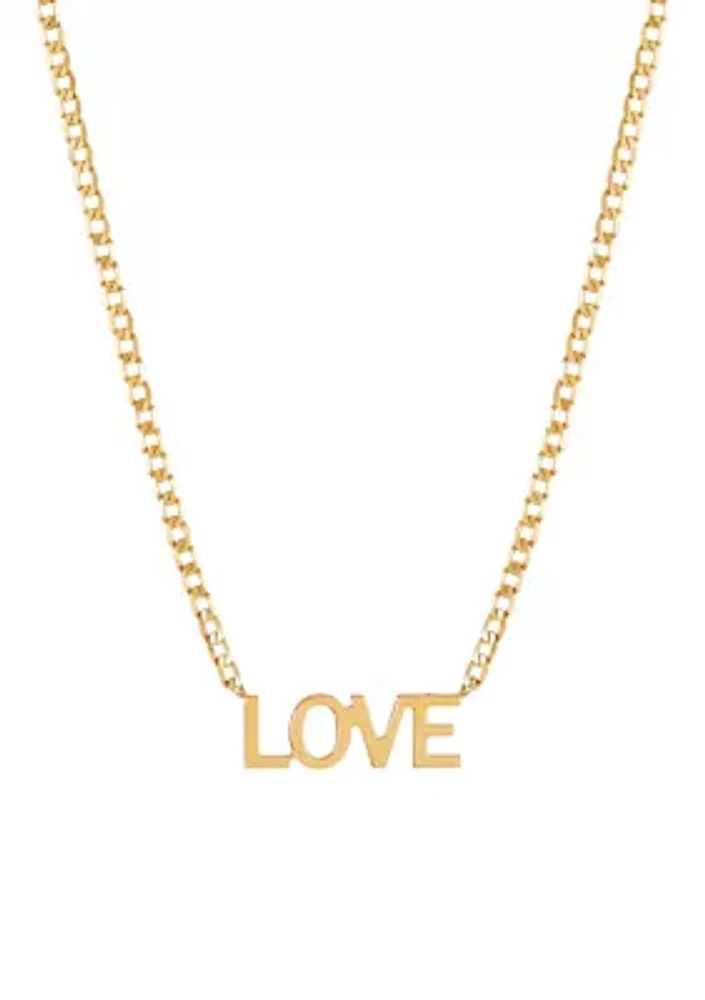 Love on Curb Chain in 10K Yellow Gold