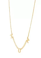 10K Yellow Gold Mom Station on Curb Chain Necklace 