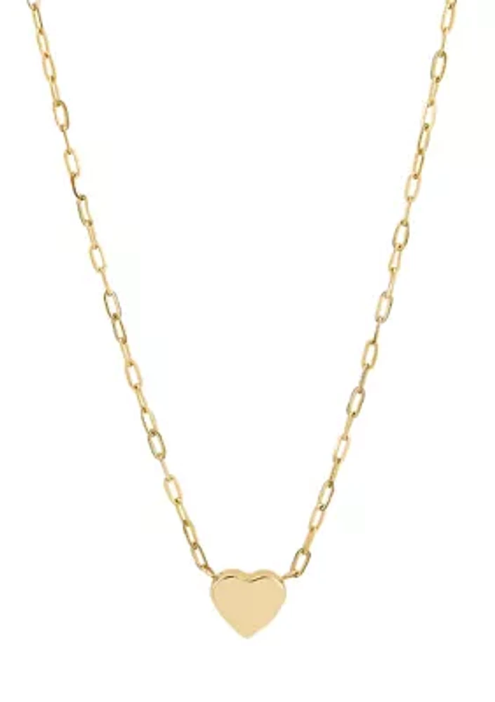 10K Yellow Gold Heart Drop on Paperclip Chain Necklace