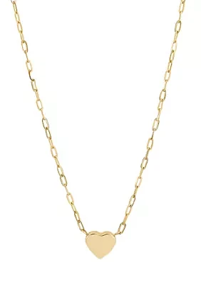 10K Yellow Gold Heart Drop on Paperclip Chain Necklace