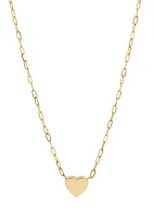 10K Yellow Gold Heart Drop on Paperclip Chain Necklace