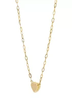 10K Yellow Gold Heart Drop on Paperclip Chain Necklace