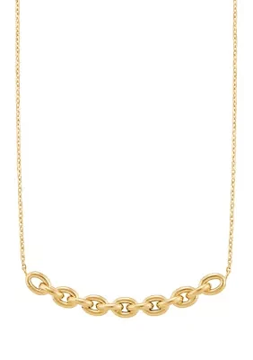 Curved Oval Link on Cable Chain Necklace in 10K Yellow Gold